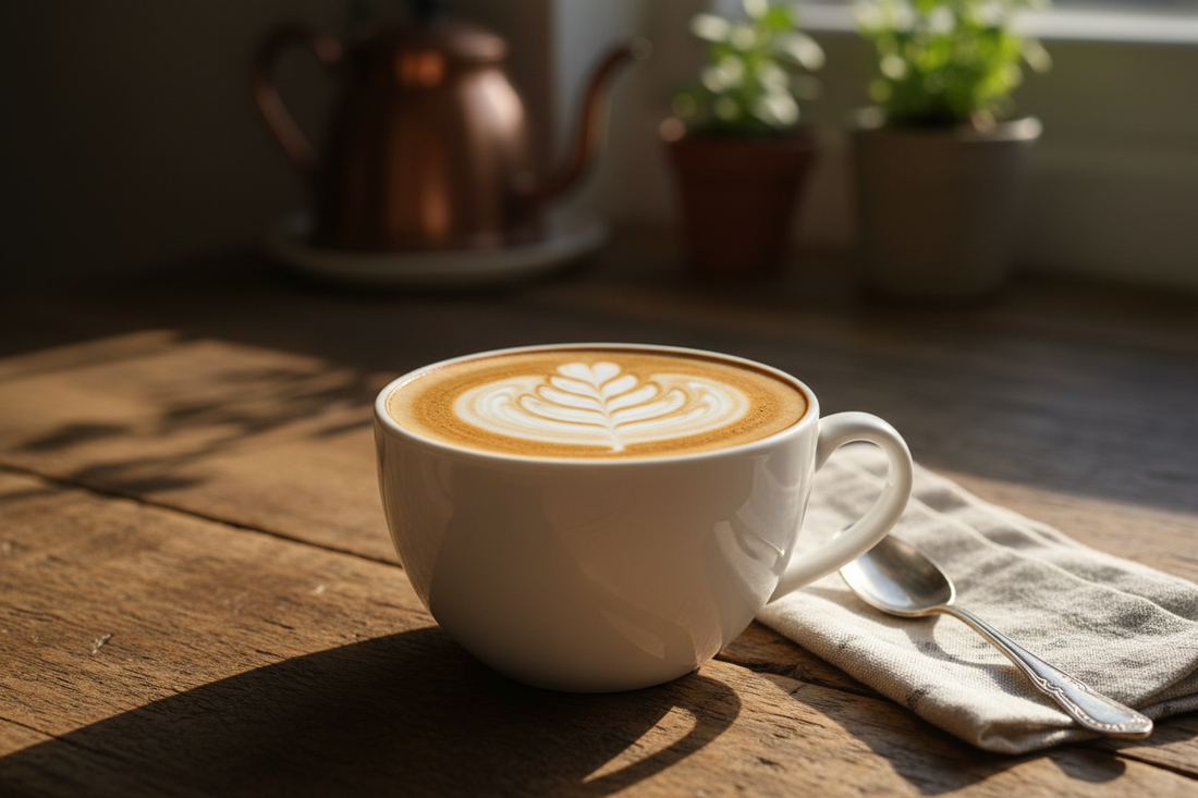 Cappuccino con latte art a forma di cuore